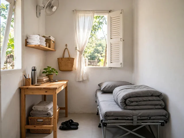 Kamar kost 3x3 rapi dengan kasur lipat dan meja belajar untuk dekorasi kamar kost 3x3 yang fungsional
