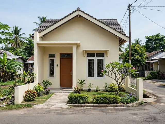 Desain rumah KPR subsidi type 36 tampak depan rumah subsidi cat cerah